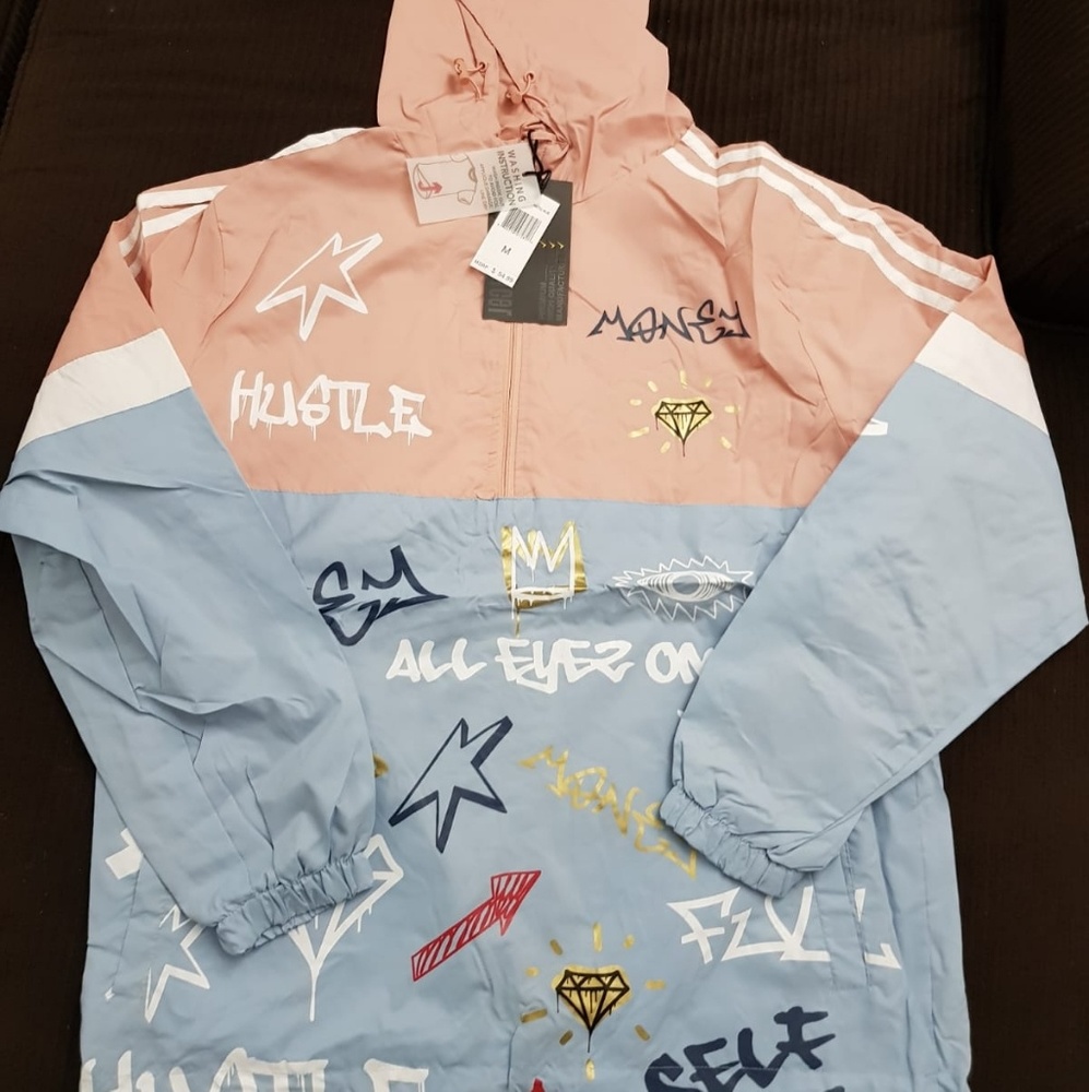 New Mens Wind Breaker Jacket L
